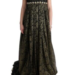 Elegant Black Lace Gown with Floral Detail
